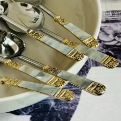 Mother Of Pearl Gold Serving Gravy (set of two)