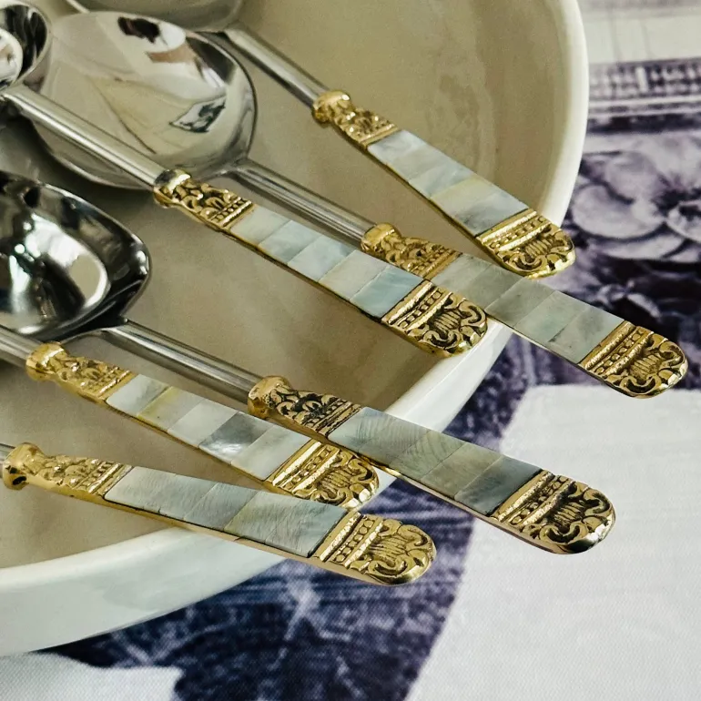 Mother Of Pearl Gold Serving Gravy (set of two)