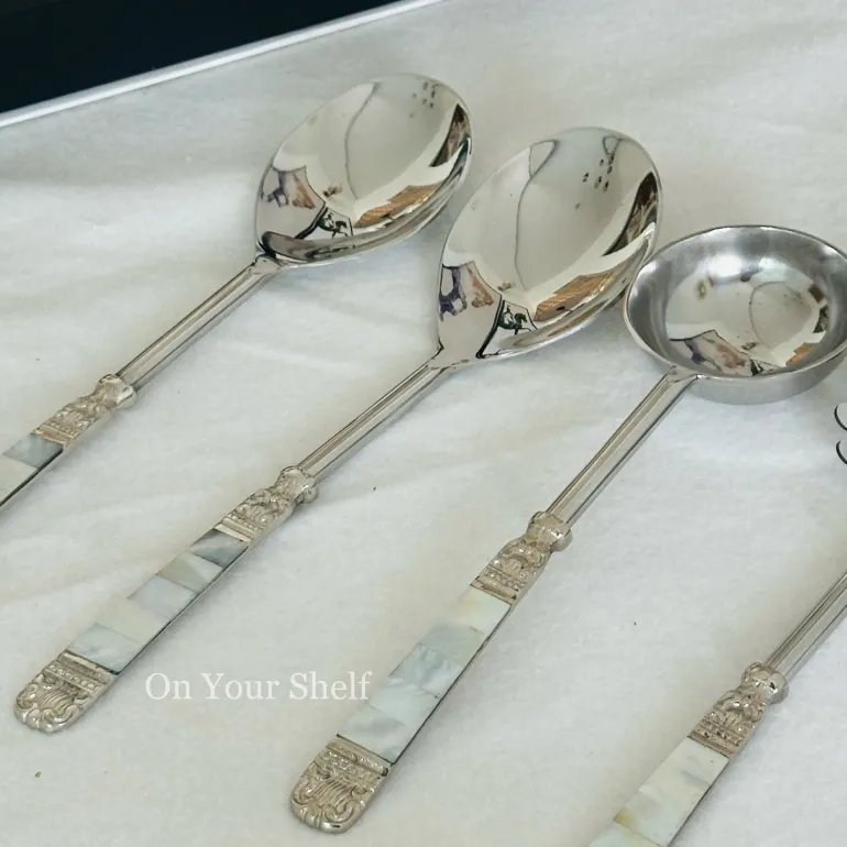 Mother Of Pearl Serving Cultery In Silver (Set Of Six)