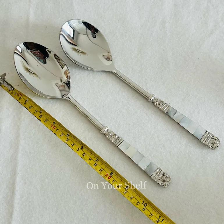Mother Of Pearl Serving Cultery In Silver (Set Of Six)