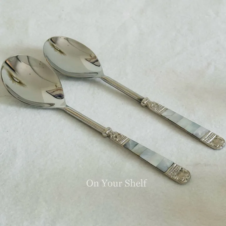 Mother Of Pearl Serving Cultery In Silver (Set Of Six)