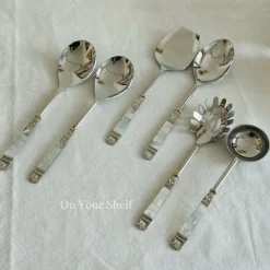 Mother Of Pearl Serving Cultery In Silver (Set Of Six)