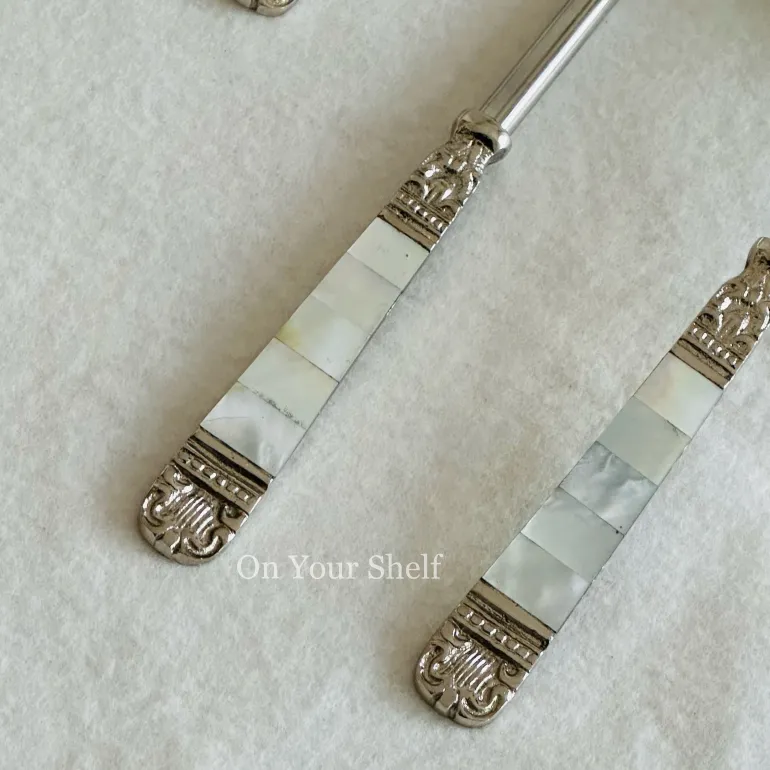Mother Of Pearl Serving Cultery In Silver (Set Of Six)