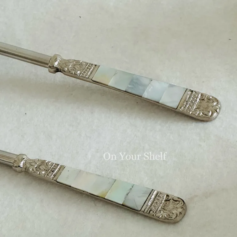 Mother Of Pearl Serving Cultery In Silver (Set Of Six)