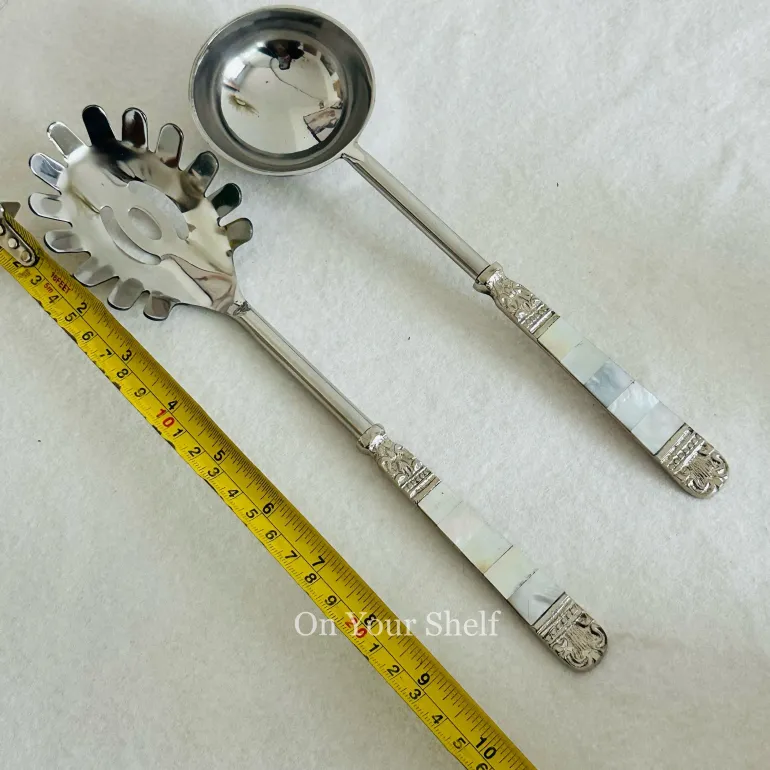 Mother Of Pearl Serving Cultery In Silver (Set Of Six)