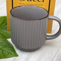 Mug Solid Dark Gray With Ridges (Single Piece)