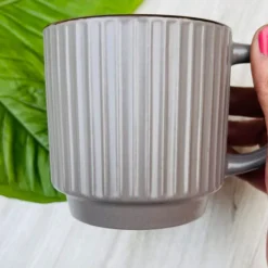 Mug Solid Dark Gray With Ridges (Single Piece)