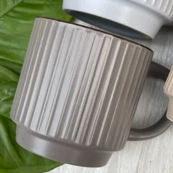 Mug Solid Dark Gray With Ridges (Single Piece)