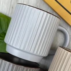 Mug Solid Light Gray With Ridges (Single Piece)
