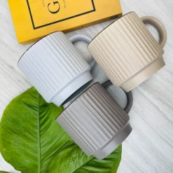 Mug Solid Light Gray With Ridges (Single Piece)