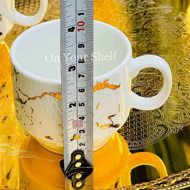 Mugs with Stand Marble White - Set of 4