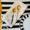 Napkin White w/Gold Print & Lace