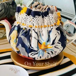 Napkin White w/Gold Print & Lace