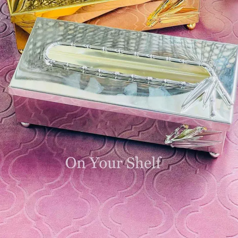 Orchid Tissue Box Silver Bamboo Leaf