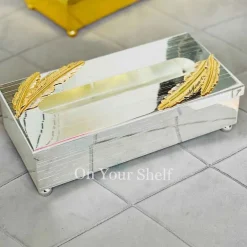 Orchid Tissue Box Silver Banana Leaf