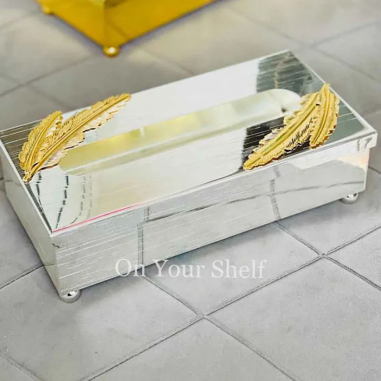 Orchid Tissue Box Silver Banana Leaf