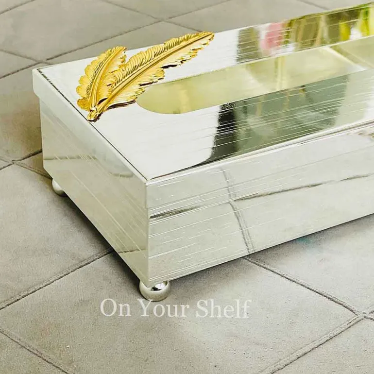 Orchid Tissue Box Silver Banana Leaf