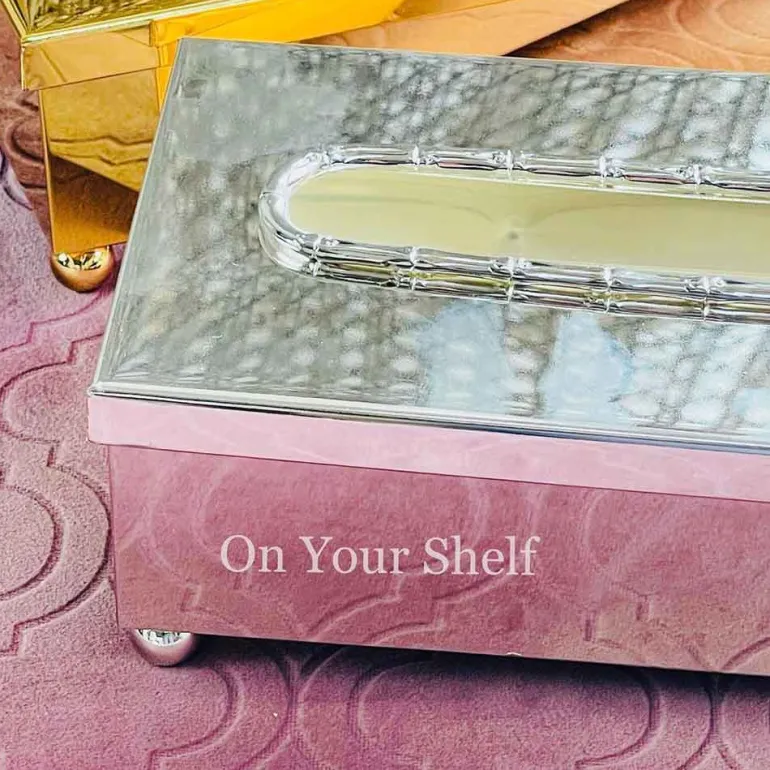 Orchid Tissue Box Silver Banana Leaf