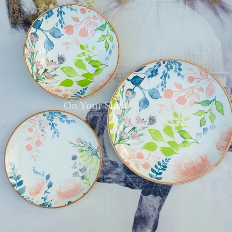 Pastel Bloom Harmony Dinnerware Set (24 Piece Plate Set)