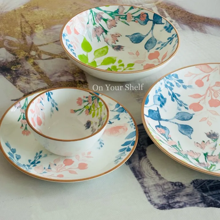 Pastel Bloom Harmony Dinnerware Set (24 Piece Plate Set)