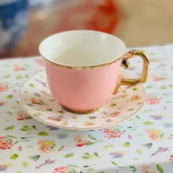 Pastel Pink Vintage Bloom (set of six cups and six saucers)