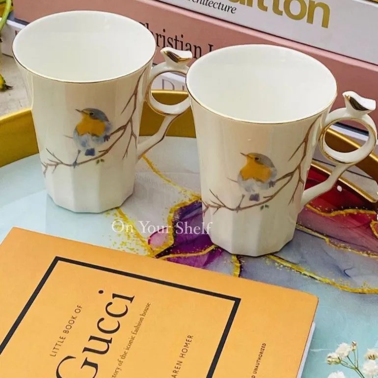 2pc Mug Blue Bird Flycatcher Angela
