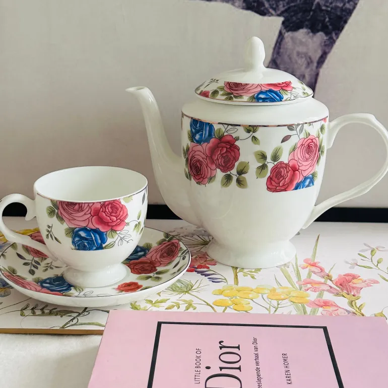 Petals of Blue and Pink Tea Set (24 piece tea set)