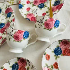 Petals of Blue and Pink Tea Set (24 piece tea set)