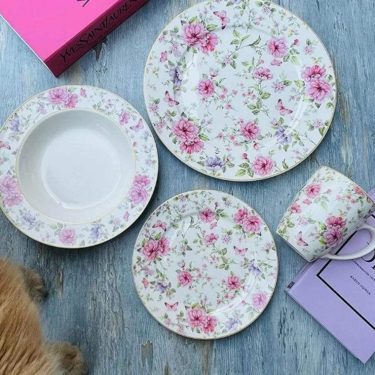 24 Piece Plate Set Floral Gardens