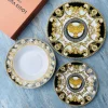 24 Piece Plate Set Versace Inspired Black & Matte Gold