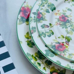 18 Piece Plate Set Wild Roses
