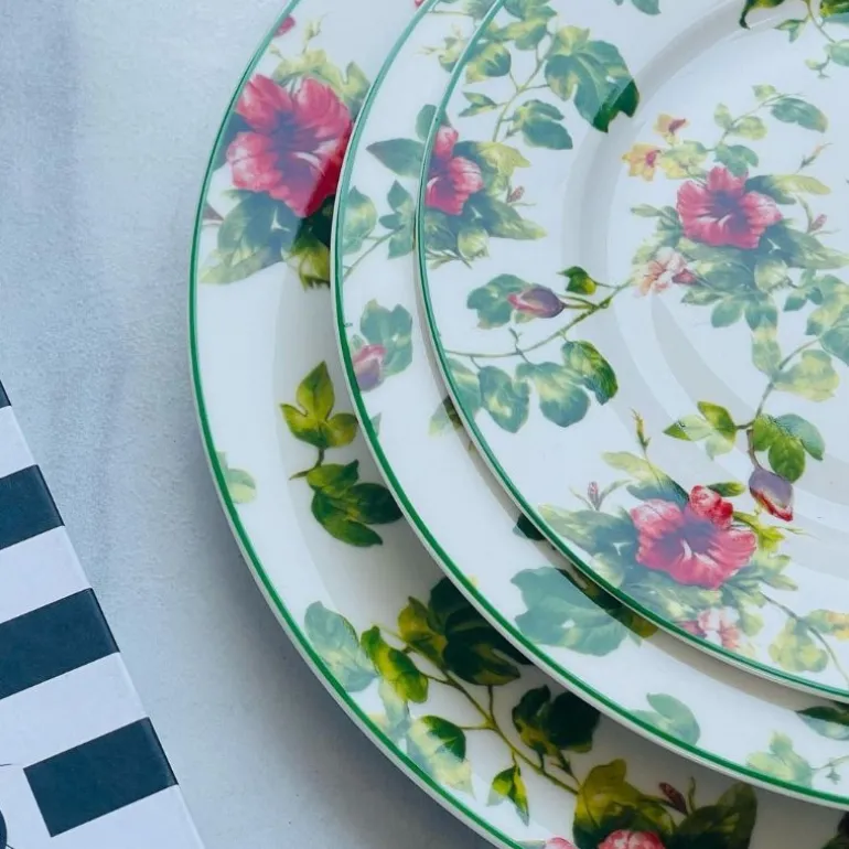 18 Piece Plate Set Wild Roses