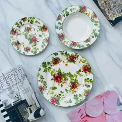 18 Piece Plate Set Wild Roses