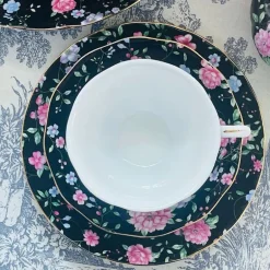 24 Piece Tea Set - Midnight Bloom White Handle