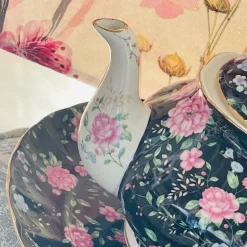 24 Piece Tea Set - Midnight Bloom White Handle