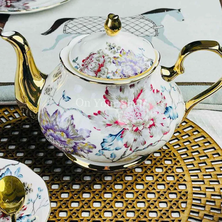 24 Piece Tea Set - Secret Garden Wild Love Purple & Blue