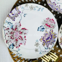 24 Piece Tea Set - Secret Garden Wild Love Purple & Blue