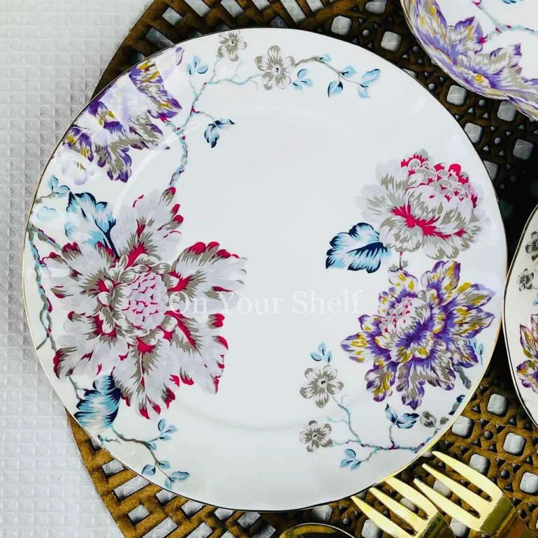 24 Piece Tea Set - Secret Garden Wild Love Purple & Blue