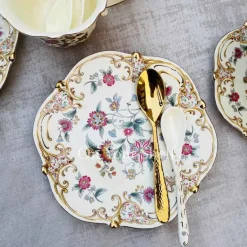 31 Piece Tea Set Beige & Red