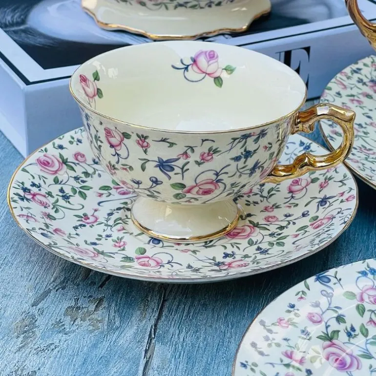24 Piece Tea Set Cream Floral Cluster