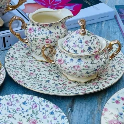 24 Piece Tea Set Cream Floral Cluster