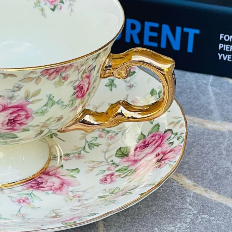 24 piece Tea Set Cream Floral Garden