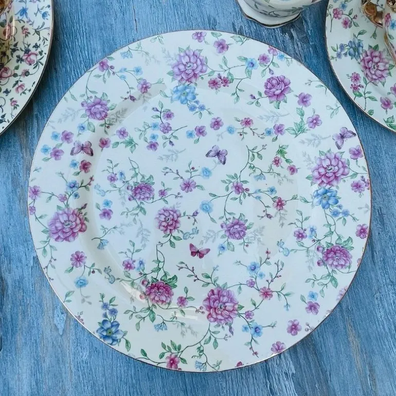 24 piece Tea Set Cream Floral Garden