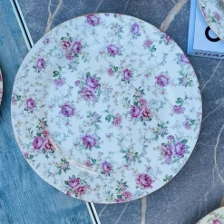 24 Piece Tea Set Cream Pink Rose