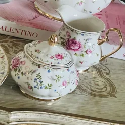 24 Piece Tea Set Secret Garden Pink Rose