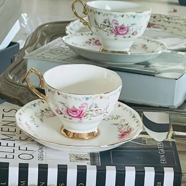 24 Piece Tea Set Secret Garden Pink Rose