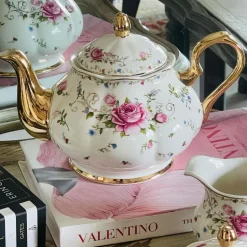 24 Piece Tea Set Secret Garden Pink Rose