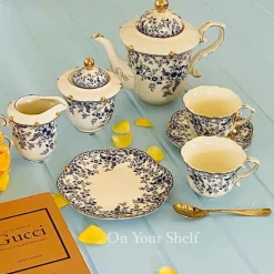 31 Piece Tea Set Small Blue Floral