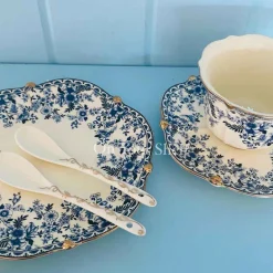 31 Piece Tea Set Small Blue Floral