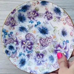 24 piece Tea Set White Pansy Love Purple